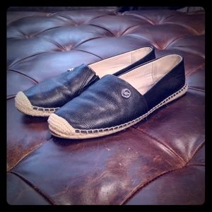 Michael Kors black leather espadrille slip on 8M